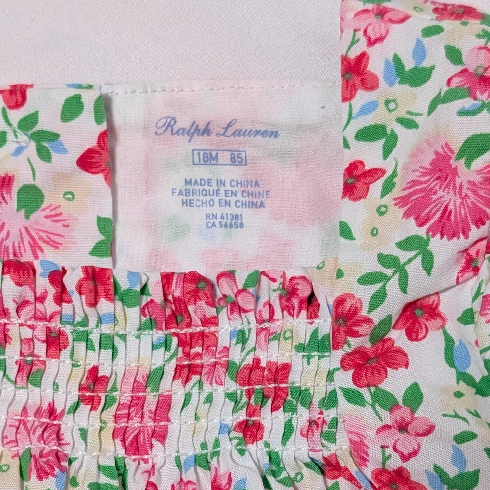 Ralph Lauren Floral Smocked Ruffle Jumpsuit | 18M